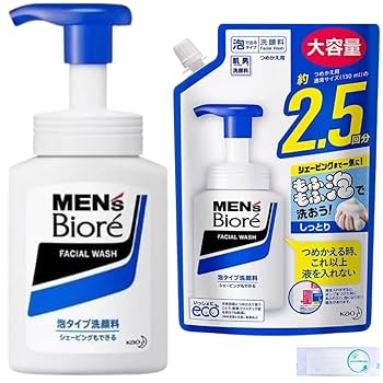 【10点】REEEEI　洗顔料　メンズスキンケア Amazon | メンズビオレ 泡タイプ洗顔料 (150ml+詰替え330ml)×1